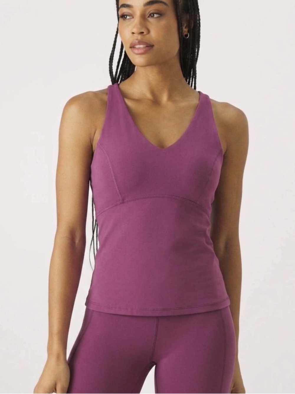 SWEATY BETTY Mauve Strappy Super Soft Tank Top with built-in bra
